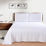 Lullabi Linen 100% Brushed Soft Microfiber Bed Sheet Set, Fitted & Flat Sheet & Pillowcases, Cozy Comfortable, Wrinkle, Fade, Stain Resistant, Deep Pockets (White, Queen)