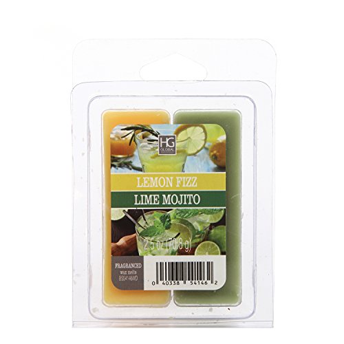 Hosley Set of 6 Dual Pack Lemon Fizz/Lime Mojito Wax Cubes- 2.5oz. Hand Poured Wax Infused with Essential Oils. Ideal for Weddings, Spa, Reiki, Meditation Settings W1
