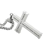 HZMAN Religion Stainless Steel Lord's Prayer Cross Pendant Necklace with 24 inches Chain