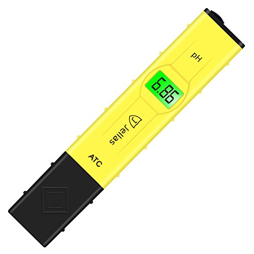 Digital pH Meter with Auto Temp Compensation (ATC) - Jellas High Accuracy 0.01 Resolution Pocket Size Digital Water pH Tester with Backlit Display - Yellow