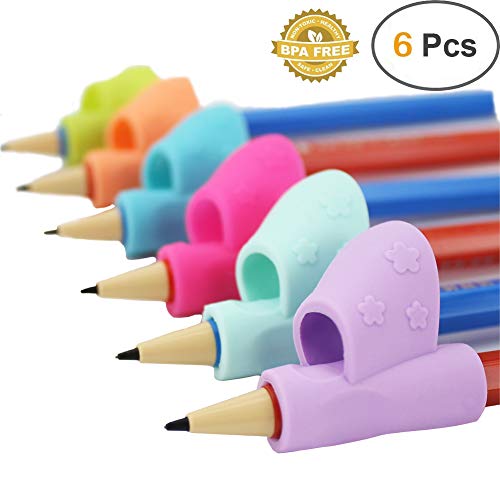 Pencil Grips for Kids Handwriting, ddLUCK Pencil Holder Pen Writing Aid Grip Posture Correction Tool for Right Handed 6PCS/Set