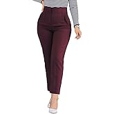 BIRW Womens High Waisted Pants 2026 Trendy Skinny Business Work Casual Pencil Trousers with Pockets Size X-Large Burgundy