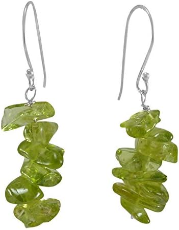 Silvesto India Green Peridot Gemstone 925 Sterling Silver Earring PG-133395