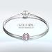 Soufeel October Birthstone Pink Red Swarovski Crystal Charm 925 Sterling Silver Fit European Bracelet