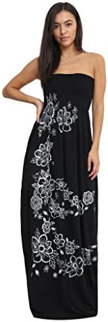 Ditzy Fashion Women's Plain Sheering Boob Tube Maxi Dress