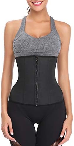 Pondkoo Women Plus Size Shapewear-Underbust Zipper Sport Trainer Corsets Body Shaper Black