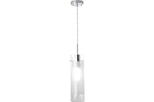 Globe Electric 64023 1-Light Pendant, Polished Chrome Finish, Clear Glass Shade with Frosted Glass Insert, E26 Base Socket, P