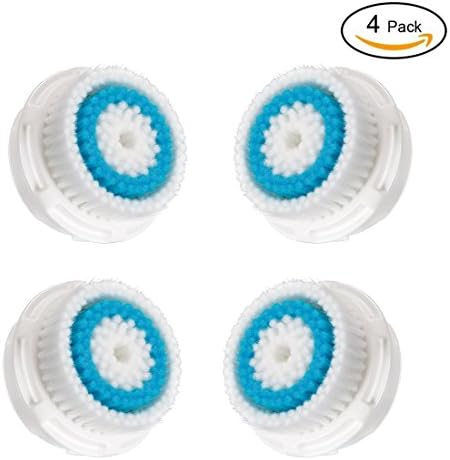 4 Pack Deep Pore Facial Cleansing Replacement Brush Heads for Mia 1, Mia2, Mia3 (Aria), SMART Profile, Alpha Fit, Pro, Plus and Radiance Cleansing Systems