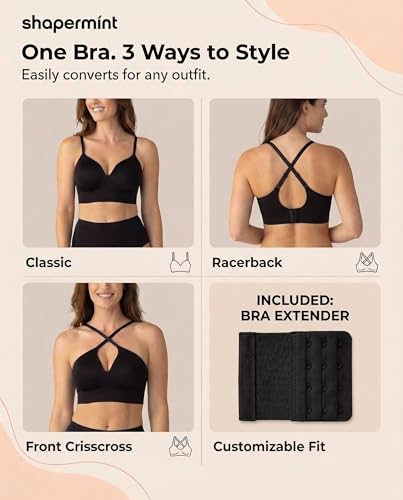 SHAPERMINT Seamless Wireless Bras for Women Full Support - Comfortable Bralette with Lift - Push Up Bra