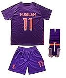 LES TRICOT 2018/2019 Liverpool Away #11 Salah Football Futbol Soccer Kids Jersey Shorts Socks Set Youth Sizes