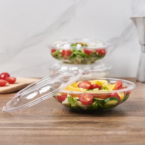 50 Pack Plastic Salad Bowls with Lids, 18 oz Disposable Salad To