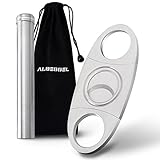 Albessel Cigar Cutter And Humidor Tube, Guillotine Double Cut Blade, Cigar Gift Set With A Velvet Bag Black In Color