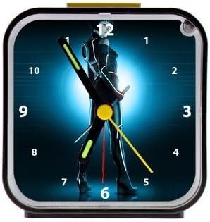 tron legacy Custom Square Black Alarm Clock Travel Clock