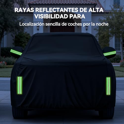 AUTODIAG Cubierta para Auto SUV,520x200x180CM Funda para Carro Impermeable,Cremallera y Cintas Reflectante,Cerradura Extra y Cuerda antiviento,Anti-UV,Anti-Nieve,Antiarañazos,Ideal para Exteriores