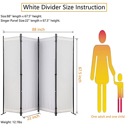 GOJOOASIS Room Dividers Folding Privacy Screens 4 Panel Partition (White) on Galleon Philippines