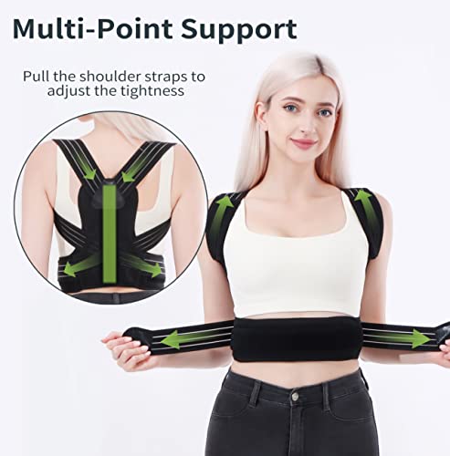 VOLOSA Back Brace Posture Corrector for Women and Men, Adjustable Upper Back Straightener Hunchback Corrector for Spine, Back, Neck, Clavicle and Shoulder, Improves Posture and Pain Relief (L)