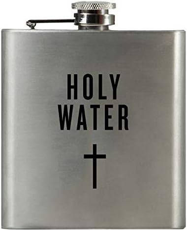 HOLY WATER | Damn Fine Hip Flask | 6oz Stainless Steel | Funny Men's, Religious, Atheist Gift for Whiskey, Church, and Jesus Lovers | Give One To Your Pastor!