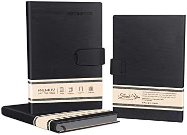 Amsburg Premium PU Leather Hidden Magnet Button Journal Notebook Diary (Black) Office Product