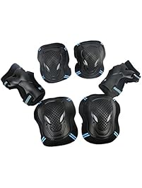 Leewos Breathable Skateboard Protective Impact Resistance BMX Bike Knee Pads Elbow Pads Wrist Guards Outdoor Sports Protective Gear(kids/child, blue)