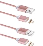 Smart&Cool Gen3 Nylon Braided Super Magnetic Micro USB Charging and Data Transfer Cable for Android Phone and Tablets (2-Pack Rose Gold)