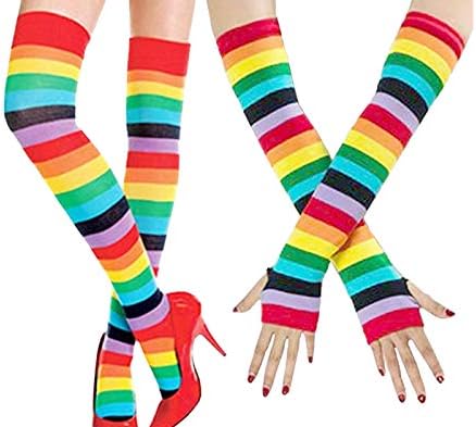 Artown Women High Compression Socks Cute Stripes Leg Warmer - Thigh Socks Sets