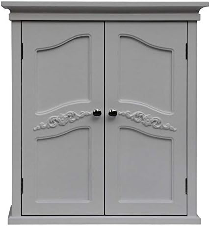 Bathroom Wall Cabinet, Storage Organizer Mounted on The Wall, Hanging Medicine Shelf for Kitchen, Toilet, Bathroom, Wood Cabinet with Two Doors, White