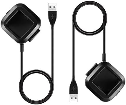 Greatwelly Fitbit Versa Charger Replacement USB Charger Charging Cable for Fitbit Versa with Cable Cradle Dock Adapter for Fitbit Versa Smart Watch(3.3 feet) (2-Pack)