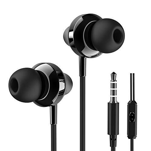 in Ear Earbuds, Nevoc Wired Earbuds Mini Headphones Stereo Sound Earphones with Microphone, 3.5mm Jack, Fit with iOS and Android (Black)