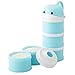 Formula Dispenser, Stackable Portable 3 Compartments Milk Powder Dispenser & Snack Container by Udaone-with Handle & 3 Funnel Lids/360ML 0M+ (Blue Whale)