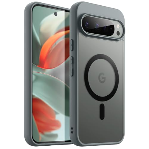 JETech Magnetic Case for Google Pixel 9/9 Pro 2024, Compatible with MagSafe, Translucent Matte Back Shockproof Phone Cover (Hazel)