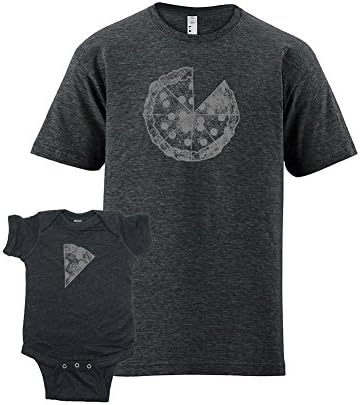 Sunshine Mountain Tees Pizza Dad and Baby Matching Shirts Fathers Day T-Shirt Set XL&amp;18-24 Heather Black