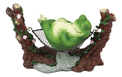 Ebros Lazy Day Whimsical Fat Frog Sleeping On Hammock Statue for Storybook Tale Cottage Decor or Educational Sculpture…