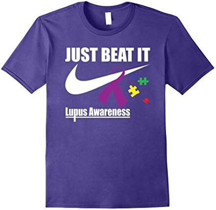 Men's Just Beat It Lupus Awareness Autism T-Shirt Medium Purple