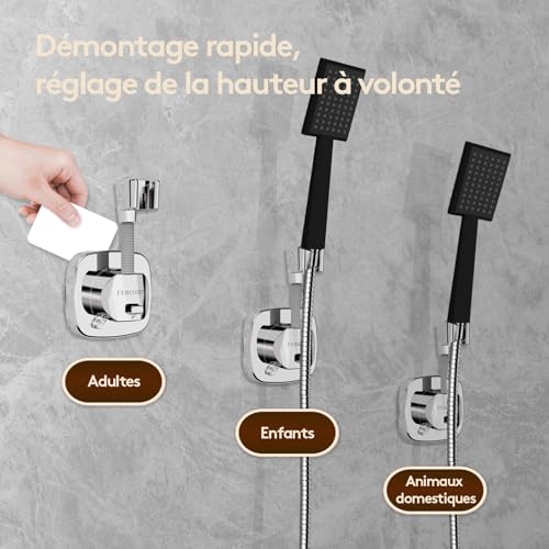 FERCOSEN 360° Rotatable Shower Head Holder with Suction Cup | Load Capacity 10 kg, Mounting In Seconds | Rust Resistant Non Slip Holder (Silver)