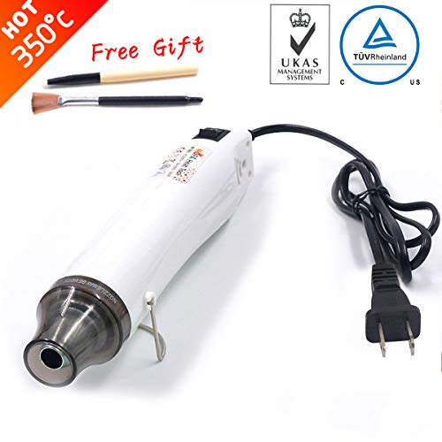 New Heat Gun,mofa Hot Air Gun Tools Shrink Gun with Stand For DIY Embossing And Drying Paint Multi-Purpose Electric Heating Nozzle 300W 110V (White,Gray) - Thumbnail 7
