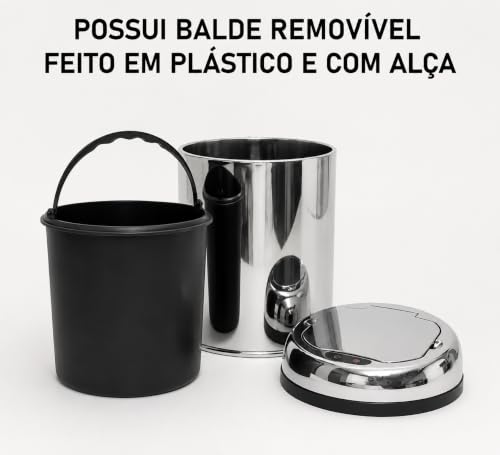 Lixeira Automática Inox 42 Lts Premium Sensor Banheiro Kzi