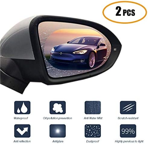 Car Rearview Mirror Rainproof Film 2Pcs Anti-Fog/Anti-glare/Anti-Scratch Universal Rearview Mirror Nano Waterproof Menbrane for All Car SUV and Truck (130 * 95)