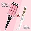 Hair-WaverHair-crimpersTongs-with-Heat-Resistant-Glove3-Barrels-Hair-Curling-26mm-Iron-Wand-for-Long-Hair-Hot-Pressing-Styling-Tool-for-Woman-Crimp-Hair-with-2-Temperature-Mode-Control-Pink Hair Waver,Hair crimpers/Tongs with Heat-Resistant Glove,3 Barrels Hair Curling 26mm Iron Wand for Long Hair, Hot…