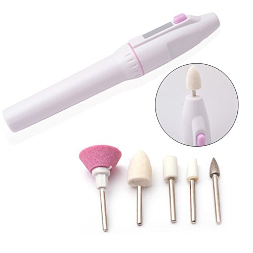 Thinkmax 1 Set 5 Bits Professional Electric Nail Drill Kit Set Battery Manicure Pedicure Grinding Burnishing Machine Art File Drill Polisher