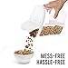 2pcs Airtight Dry Food Containers Cereal Storage Snack Keeper Dispenser 12-18 oz Capacity for Corn Flakes Nuts Sugar Flour with Hovering Flip Top Lid and Large Mouth for Easy Pouring - White