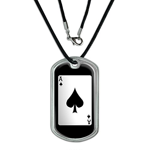 Playing Cards Ace of Spades - Poker Military Dog Tag Black Cord