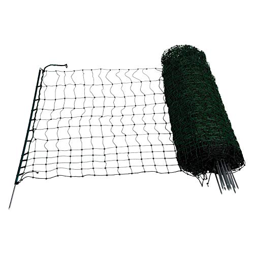 Sicherheitsnetz für Geflügel, 105cm, 25m, 9 Pfähle, grün