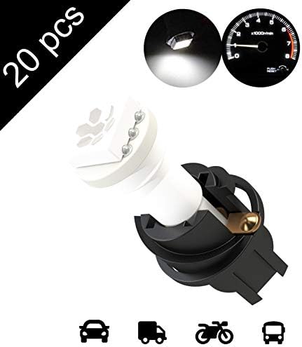 LED Monster 20 x T5 1 SMD White + 20 x T5 Twist Lock LED Gauge Cluster Bulbs Dashboard Light Lamp Instrument Panel Indicators