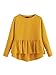 SheIn Women's Loose Round Neck Raglan Long Sleeve Ruffle High Low Hem Smock Top Yellow Medium