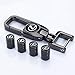 HEY KAULOR 5 Pcs Tire Valve Stem Caps (4pcs) Car Tire Valve Stem Air Caps Cover + (1pcs) Keychain for Lexus Black