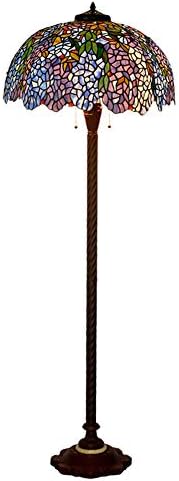 Tiffany Style Floor Lamp 22 Inch Wisteria Stained Glass Reading Lighting Living Room Long Arm Table Desk Lamp Bedroom Study Sofa Standing Light [Energy Class A]