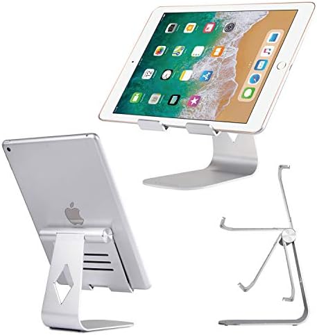 Tablet Stand Adjustable, CreaDream Tablet Holder, Desktop Stand Dock Cradle Compatible with All Tablet Such as iPad Pro 12.9 11 10.5 9.7, Air Mini 2 3 4, Kindle, Samsung Tabs, E-Reader (4-13")-Silver