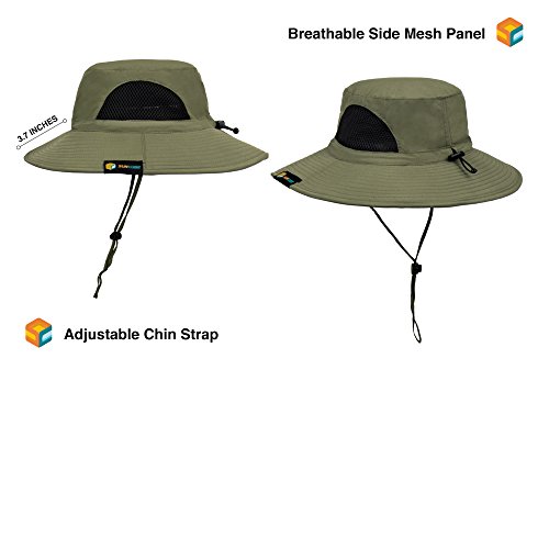 image for SUN CUBE Premium Boonie Hat with Wide Brim, Adjustable Chin Strap | Ou