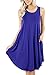 peassa Womens Summer Casual Sleeveless Flowy Tunic Pockets Short Dress Blue L