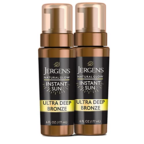 Photo 1 of Jergens Self Tanner, Natural Glow Instant Sun, Sunless Tanning Mousse, Quick Self Tanner Foam, Ultra Deep Brozne, 6 Oz, Pack of 2